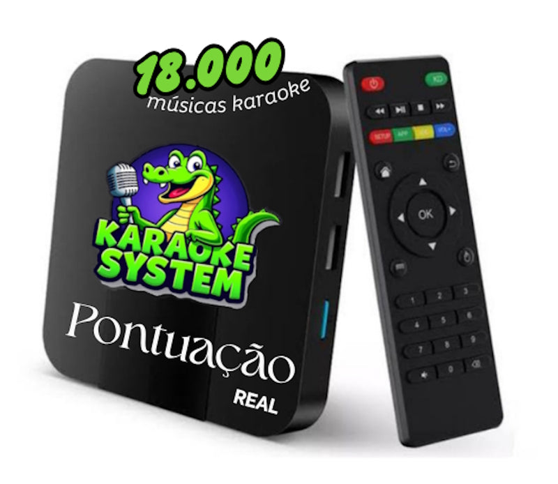 Aparelho de Karaoke Box™ | + de 18 Mil Músicas Karaokê com Pontuação Real, Fila de Espera, Numeração, Altera Tonalidade