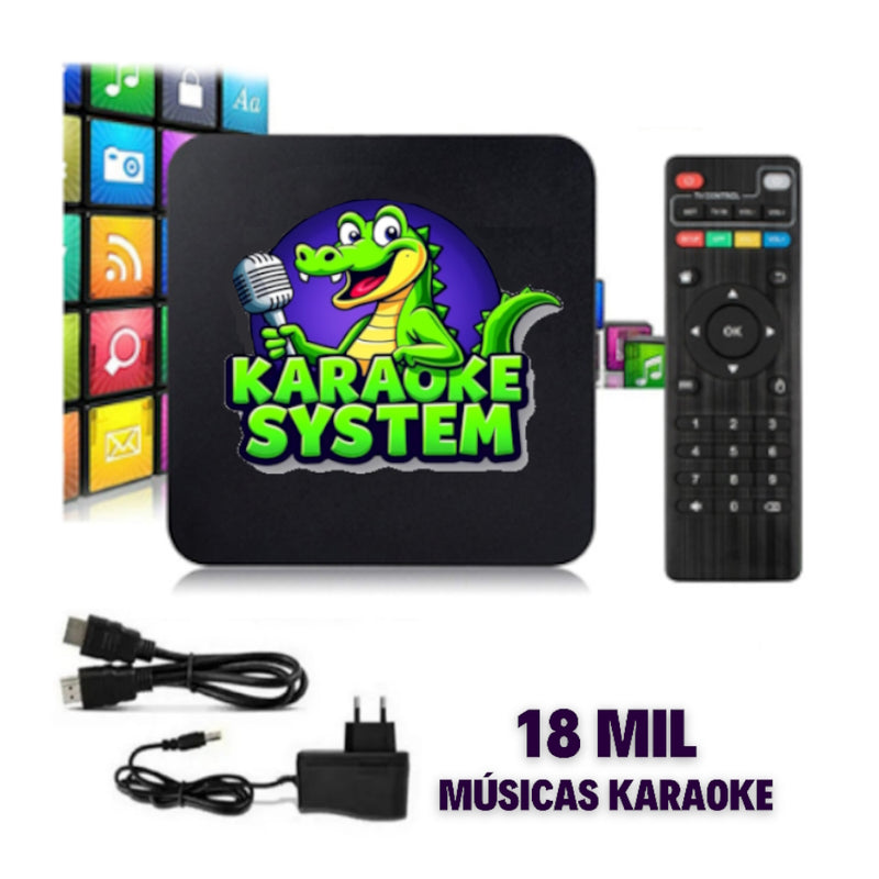 Aparelho de Karaoke Box™ | + de 18 Mil Músicas Karaokê com Pontuação Real, Fila de Espera, Numeração, Altera Tonalidade
