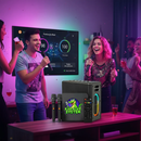 Aparelho TV Karaoke Box 18 Mil Músicas Com Pontuação Real Sistema de Busca Numeração e Alteração de Tonalidade + Cx Som 120w 2 Mic S/ Fio